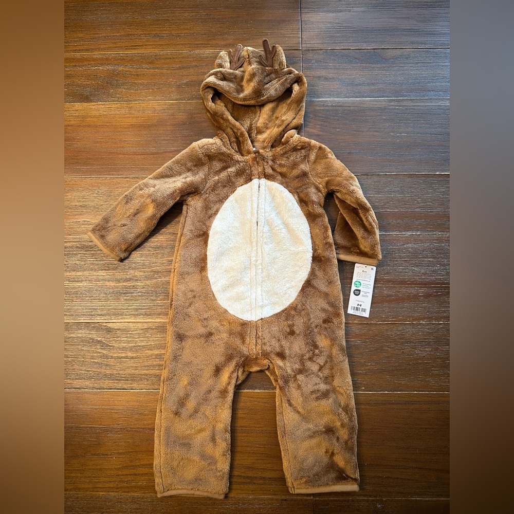 Carter's Reindeer Fleece Hooded Jumpsuit 6M